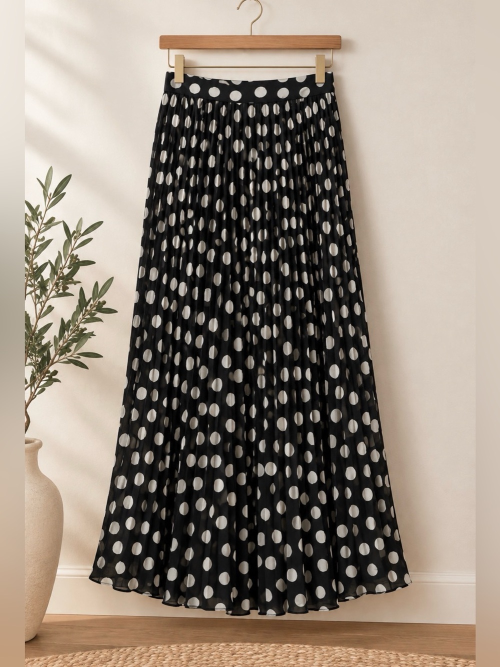 Anthropologie Maeve Pleated Polka Dot Skirt